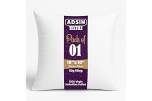 ADSIN Set of 1-25cm x 25cm Hollowfibre Cushion New White Pad Inner Stuffer Pillow Polyester Insert Square Hypoallergenic (Pack of 1 | 10" x 10")