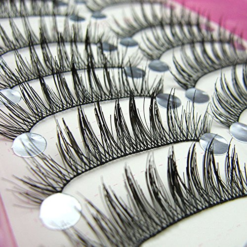 10 Pairs Natural Black Long Cross Thick Eye Lashes Makeup Fake False Eyelashes