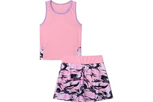 Alvivi Mädchen Tennis Kleider Sport BH Crop Tops mit Rock Tennisrock Sport Trikot Ballett Tanz Yoga Outfits Sport Trainingsanzug