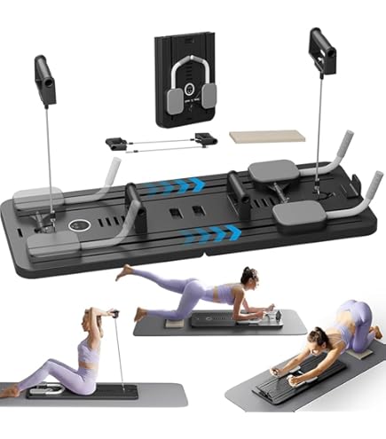 Pilates Board Mit Bauchroller & Widerstandsband – Multifunktionales Trainingsgerät Für Zu Hause