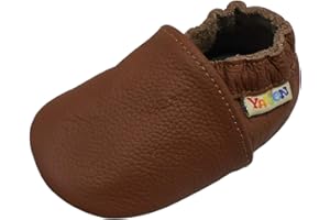 YALION Krabbelschuh Babyschuh Lauflernschuh Jungen Mädchen Baby Weicher Flexibles Leder mit Mokassins Wildledersohlen Elastische Knöchel Lederpuschen