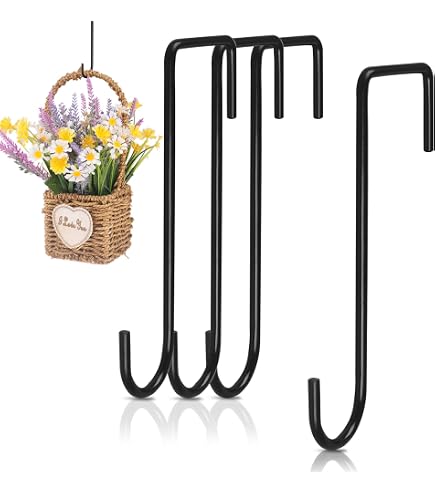 6 Pack 6 Inch Brown Vinyl Fence Hooks - Heavy Duty Powder Coated Steel Hangers For Plants, Lights, Bird Feeders & Patio Decor