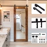 Kit Binario Porta Scorrevole Esterno A Muro 201cm | Per Porte In Legno E Metallo, Peso Max 110kg | Con Rulli, Guide E Staffe