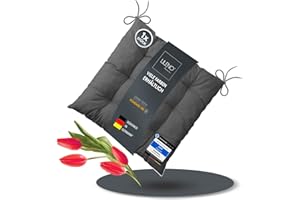 LILENO HOME 1 cojín para silla, de color gris antracita (40 x 40 x 6 cm), para silla de jardín, cocina o comedor, cómodo y resistente a los rayos UV, para interior y exterior