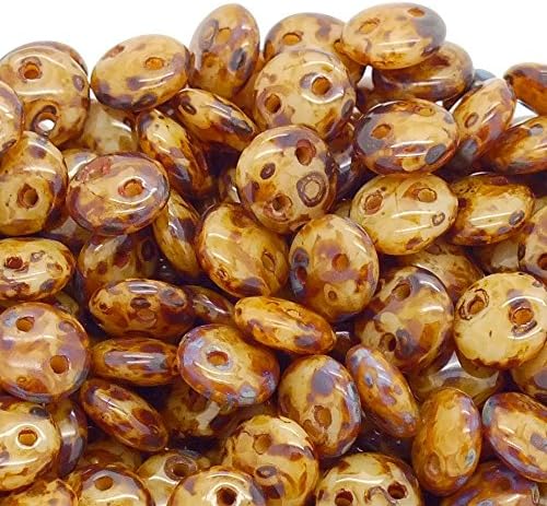 CzechMates Lentil Beads 6mm - Beige Picasso - 50pk