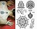 Pinkiou Pack of 6 Sheets Tattoo Stickers Lace Mehndi Temporary Tattoos Fashion Body Art Stickers (Black)