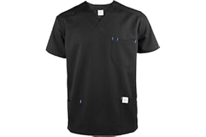 JONATHAN UNIFORM Stretch Mens V-Neck Scrubs Shirt with 3 Pocekts for Dental, Elderly Carer, Vets