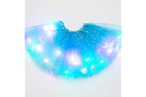 DONEMORE7 Jupe tutu à paillettes pour petites filles - Tutu lumineux à LED - Couleurs fluo - Robe de danse - Vêtements de princesse - Ballet pour enfants de 3 à 8 ans