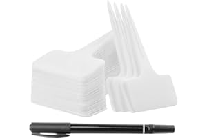 Whaline Lot de 100 étiquettes pour plantes de jardin avec marqueur, étiquettes en plastique étanches en T, 6 x 10 cm