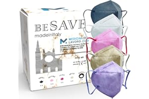 MEDICINADELLAVORO.COM 20 Mascherine FFP2 Certificate CE Made in Italy Colorate 0477|Mascherina FFP2 CE 0477 5 Strati PFE>94 con Certificazione Italiana| Maschera Antiappannamento Certificata e Sanificata|20 Pezzi Mix