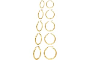 PABBEU 5Paare Creolen Silber 925 Ohrringe Silber Schläfer Creolen Silber Klein Mini Hypoallergen Silber Ohrringe Damen und Mädchen 8/10/12/14/16mm