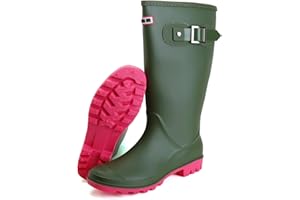 Jesindr Wellies Women, Stylish Knee-High Waterproof Antislip Wellington Boots, Outdoor Work Wide Calf Garden Shoes