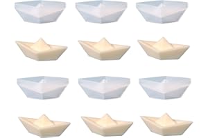 Xidmold 6 Stück 3D Origami Boot Silikonform Kerzenformen Seifenform Kuchen Fondant Silikon Formen Backform für Tortendeko, Schokolade, Seife, Sojawachs Kerzen, Handwerk