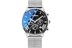 MICGIGI Orologio da polso analogico al quarzo da uomo con cinturino in maglia in acciaio inossidabile orologio impermeabile