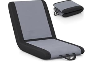 GOPLUS Chaise de Sol Pliante, Siège de Stade avec Dossier Inclinable à 6 Positions, Coussin Rembourré, Support Dorsal, Chaise de Gradin Portable avec Poignée de Transport