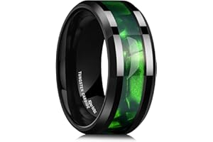 King Will Tungsten Carbide Wedding Band for Men - 8mm Black High Polished Inlay Blue Green Red Sand Sea Desert Star for Everyday Wear Comfort Fit