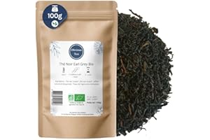 OBVIOUS TEA Thé Noir Earl Grey Bio - Thé Vegan en Vrac, 100% Naturel, Sans OGM - Agriculture Biologique - Fabrication Française - Sachet 100 gr (50 Tasses)