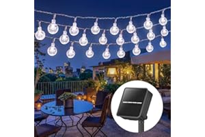 ROXEMIRE Solar Garden Lights Outdoor, 23ft/7M 40 LED Outdoor Solar String Lights Waterproof，8 Modes Solar Powered Crystal Ball Fairy Lights Indoor/Outdoorfor Garden,Patio,Yard,Festival,Parties - Cool White