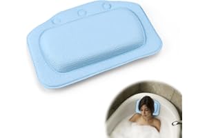 Almohadas de Baño con Ventosas, LNSYSNS Cojin Bañera del Cuello, Impermeable Antideslizante, Antibacterianas Reposacabezas Bañera para Baño y SPA en Casa, Azul