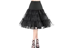 AYBUY 50s Women Retro Petticoat Underskirt,Vintage A-line Underskirt Classic Elastic Rockabilly Tutu Skirt for Ladies Half Slip Dress-up Parties Dancing, Halloween Party, Dancing