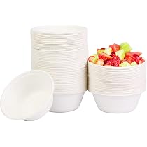 DHAIQC 120 Bols Jetables 500 Ml En Bagasse - Biodégradables, Écologiques, Résistants à L'Eau Et à La Chaleur
