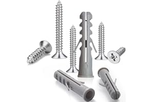 Tiruiya 200 Pièces Ensemble de Cheville Beton et Vis, 100 Vis Aciers Inoxydables, 100 Chevilles Murales pour Brique Béton Parpaing Creux, Maçonnerie Fixation en Pierre