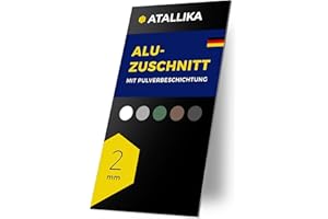 ATALLIKA Aluminium Platte beschichtet [Tiefschwarz, 300x200 mm] - 2mm dickes Alublech mit einseitiger Pulver-Beschichtung [wetterfest, Outdoor & Indoor] - präziser Blech-Zuschnitt aus Deutschland