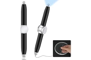 AUAUY 2 Stück Metall Spinning Pen, Fidget Spinner Mit LED-Licht, Schreibwerkzeug Praktischer Fidget Beleuchtete Spitze Kugelschreiber Für Beleuchtung Zum Schreiben Im Dunkeln (Schwarz)
