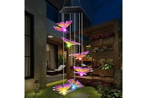 DSHOW LED campanelli eolici a Farfalla, campanelli a Vento Solare Che cambiano Colore all'aperto, luci solari mobili a Vento Impermeabile, Decorazioni per Giardino, Cortile, Patio, casa (Farfalla)