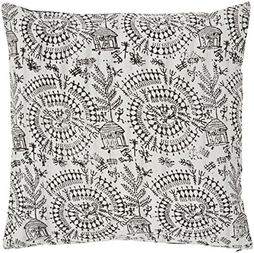 The Indian Promenade TIP Black Warli Print Pastel Cushion Cover