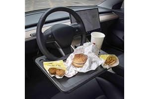 CarQiWireless Tesla Model 3 Model Y S X Auto Steering Wheel Desk Car Table Steering Wheel Tray for Laptop, Tablet, iPad Or Notebook Car Travel Table, Food Eating Hook Eating Table