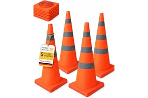 Valchoose 4 x 70 cm (28 tum) hopfällbara trafikkoner med reflekterande krage – multifunktionell, hopfällbar – orange, för gatuparkeringsplatser, hinderzoner, sport