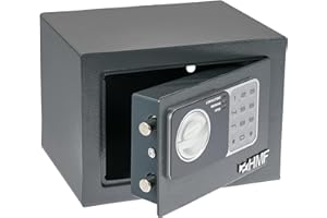 HMF 46126-11 Safe Tresor klein mit Zahlenschloss, Möbeltresor | 23 x 17 x 17 cm | Anthrazit