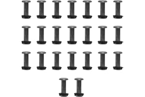 CANGCANG 20pcs rivets pour cuir, M5*15 vis chicago,rivet a visser,Rivets de Reliure à Tête Plate rivet cuir,Utilisé pour le bricolage en cuir Sac à vêtements, chaussures, livres et décoration(Noir mat)