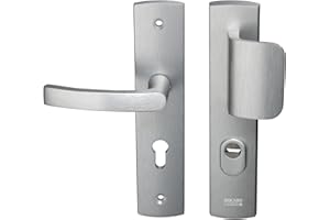 Bricard 9920051 Ensemble de Poignées Blindées sur Plaque EMUST Palière Béquille + Aileron pour Porte d’Entrée (pour Cylindre Européen), Coloris INOX