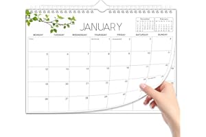 MEZERE Calendars 2026 UK 2026 Wall Calendar Family Calendar from January 2026 to December 2026,12 Month to View Wall Planner,A4 Landscape Calendars Large Blocks, Holidays, Thick Paper (Green Leaf)