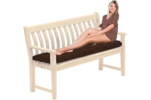 BRILLARS Bench Cushion Pad Outdoor Indoor - Garden Kitchen Furniture Seat Foam - Non Slip Waterproof Cover Patio Rattan Sofa Swing Hammock Rectangle Cushions (3 Seaters-143x52x6cm, Brown)