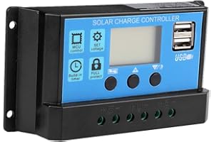Aramox Solar Charge Controller, 12V-24V MPPT Solar Battery Charger Solar Charge Controller PWM Controller 60A/50A/40A/30A/20A/10A(60A)
