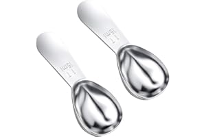 Nogeqi Lot de 2 cuillères doseuses en acier inoxydable de 15 ml - Cuillères doseuses à café avec manche court - Cuillères à café durables pour café, thé en vrac, sucre (argenté)