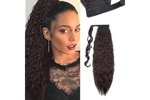 26"(66cm) SEGO Coleta Postiza Rizada Larga con [Magia del Bolsillo] Extensiones de Pelo Sintético Se Ve Natural Clip [Castaño Oscuro] Cabello Postizo Cola (110g)