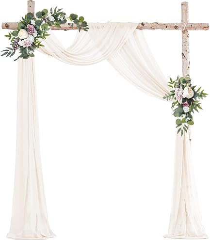 1pc Bianco Arco di Nozze Tessuto Drappeggiato 75X600 CM Tessuto di Chiffon Drappo Tenda Sheer Sfondo Reception Swag Cerimonia di Nozze Decor  15