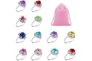 TMRBBESTY Bague Princesse Petite Fille,Bijoux Enfants Fille,Bagues Réglables Enfants,Bague Couleur Princesse,Petites Bijoux Cadeau de Fête pour un Cadeau à une Petite,12 pc