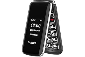 Guwet 2G Big button Mobile Phone for Elderly, Dual-screen, Senior Mobile Phones with 1600mAh Battery, Basic Mobile Phone With SOS Emergency Button, Black