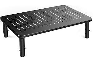 HUANUO Support de Moniteur - Support d’Ordinateur Portable Ergonomique et Réglable en 3 Hauteurs avec Plateforme en Maille pour Ordinateur Portable, Ordinateur, iMac, PC, Imprimante de 20 kg maximal