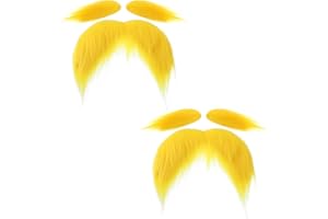 CIATBYYJ 2 Sets Schnurrbart und Augenbrauen, Karneval Fake Bart, Schnauzer zum Ankleben, Gefälschte Bärte Augenbrauen Sets für Halloween Weihnachten Party Karneval Cosplay Zubehör Erwachsene Kinder(Gelb)