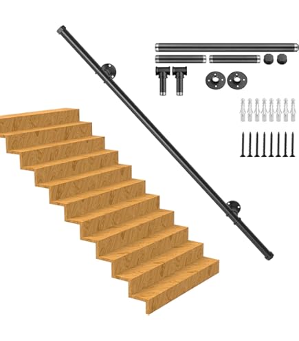 Trap Leuning Banister Rail Support Kit, Outdoor Grab Rail, Gold.80cm 90cm 100cm 120 cm 150cm 180cm 200 cm 250 cm 3m |Trapleuning muur balustrade voet rail veiligheidsrail (Size : 360cm