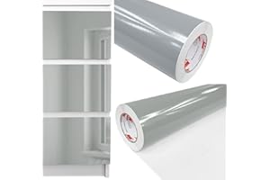 DECOMEISTER Folia samoprzylepna dekoracyjna szara ploterowa jednokolorowa jednolita okleina meblowa błysk szafka regał stół rolka 100x250 cm Szary Połysk