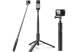 Wiseten Selfie Stick Stativ für GoPro Insta360, 120CM Einbeinstativ Ausziehbar Selfie Stick Stativ Zubehör für GoPro Hero 13/12/11/10/9/8 Black Insta360 X4 X3 One X2/RS DJI Osmo Action 5 Pro