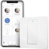Meross Smart Lichtschalter Meross WLAN Wandschalter, 1 Gang benötigt Nullleiter, physische Taste Schalter, kompatibel mit Ale