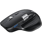 TECKNET Wireless Bluetooth Mouse with Side Wheel, Rechargeable, Black | 3 Modes(BT 5.3/5.0+2.4G), Quiet, 6 Adjustable DPI Lev